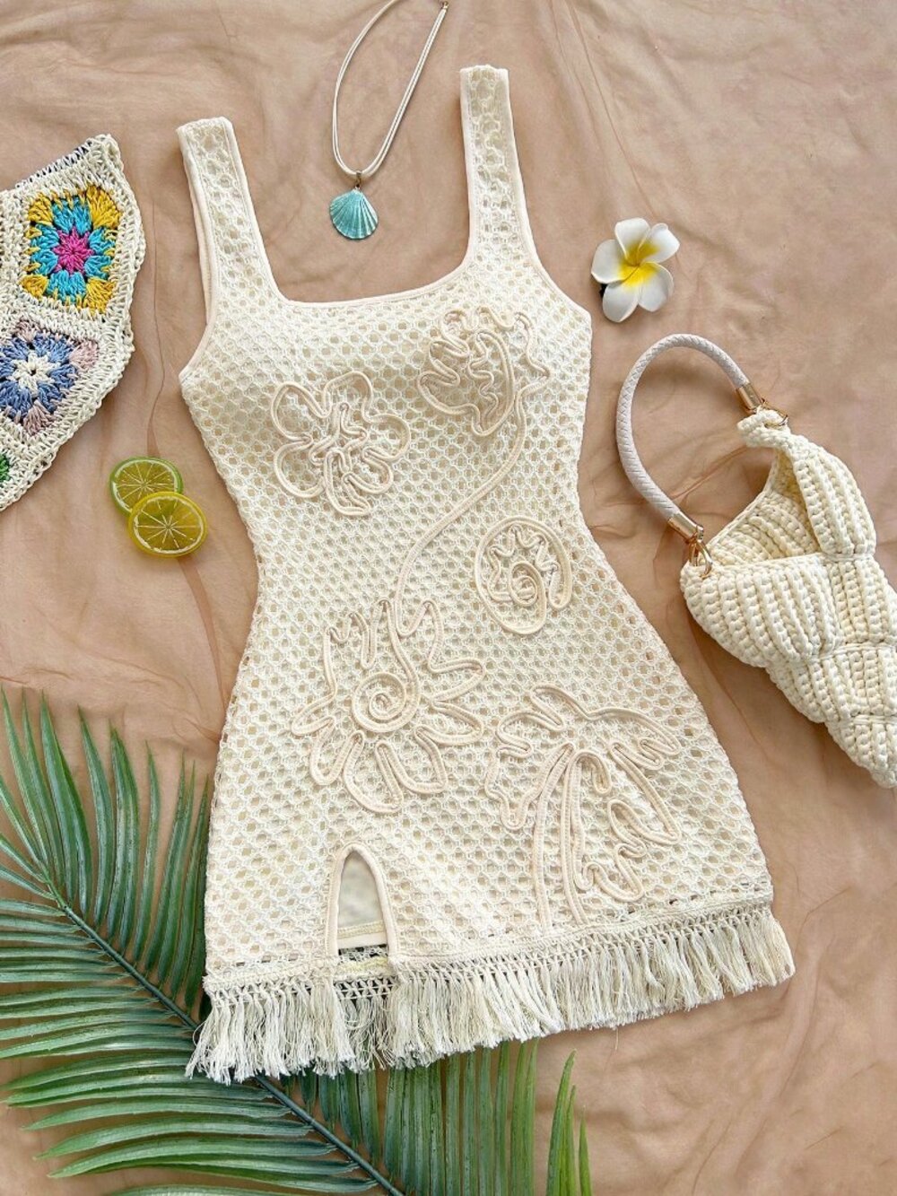 Apricot Casual Boho Women's Sleeveless Cinched Waist Floral Bodycon Mini Dress - Picture 6 of 7